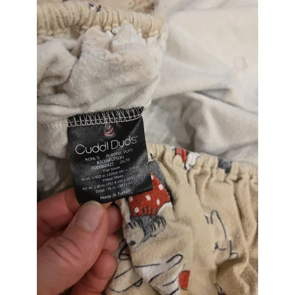Cuddl Duds Twin Size Sheet Set Heavyweight Flannel 3Pc Dogs 100% Cotton